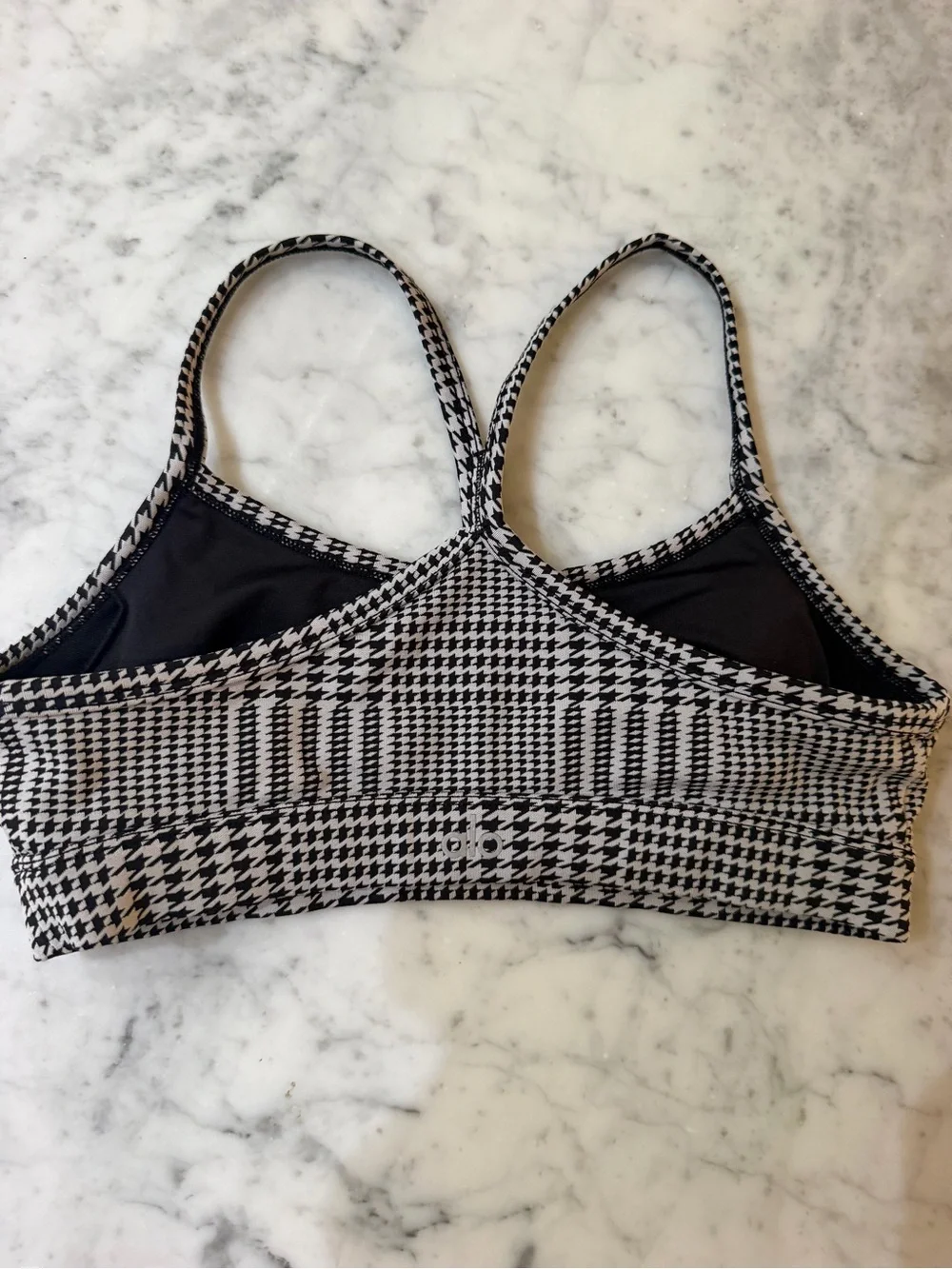 ALO Yoga Black & White Houndstooth Sports Bralette